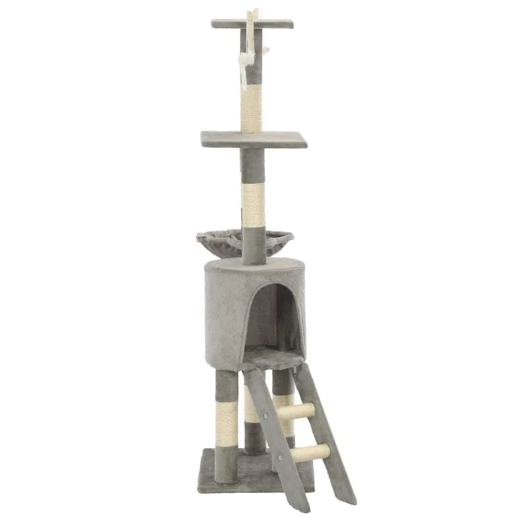 Tiragraffi albero per gatti cuccia per gatti giocattolo peluche sisal 138 cm grigio 3702036