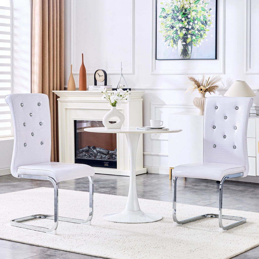 SEDIA da pranzo in PVC bianco e metallo cromato 75,5x46,5x44 cm