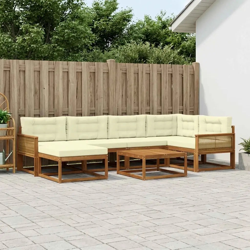 Set di divani da esterno con cuscino 7 pcs Naturale e Crema