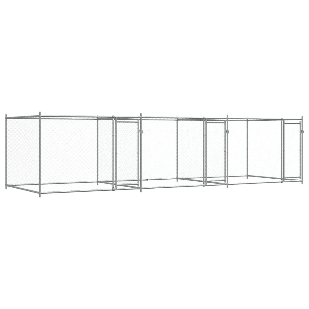 Trasportino per cani con porte 6 x 2 x 1,5 m acciaio zincato grigio 02_0041625
