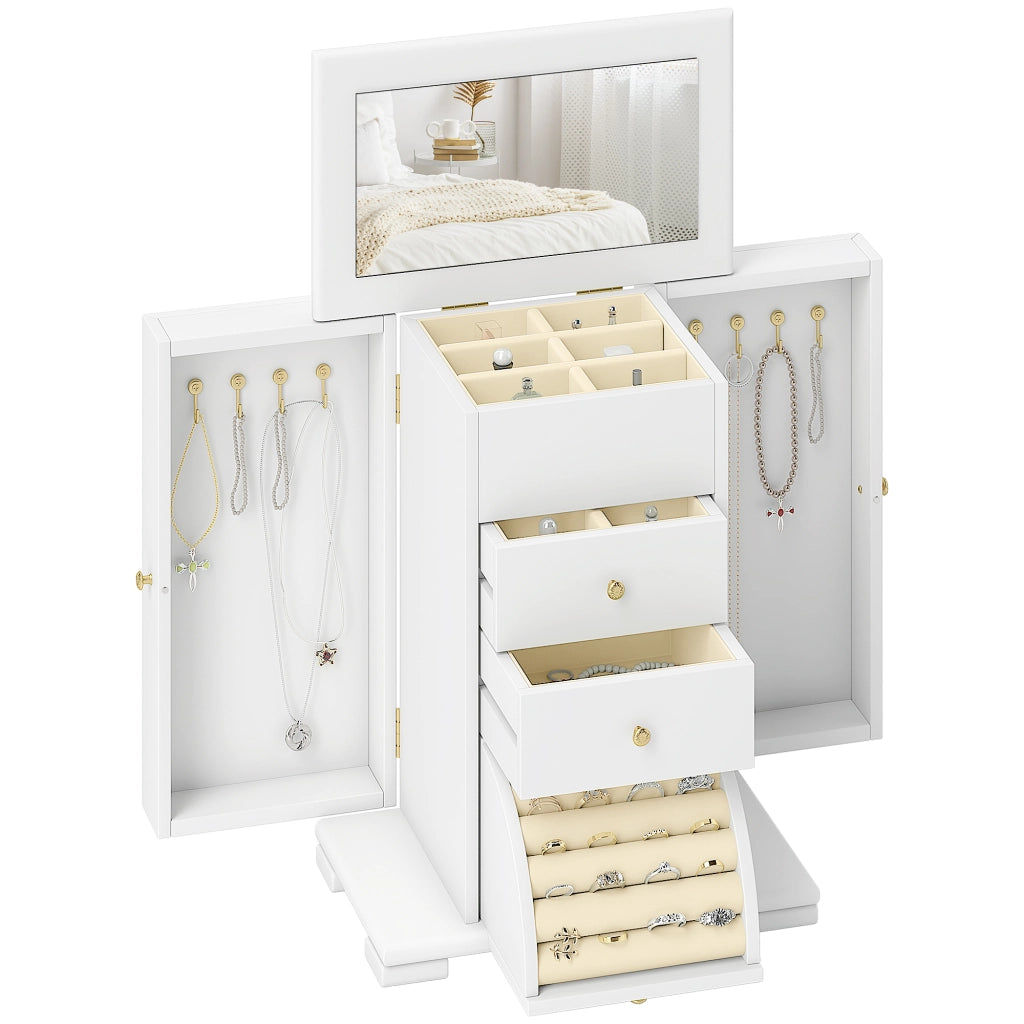 Cassettiera per Gioielli 4 Livelli ¨C Minimal ¨C Legno Bianco 26.5x16x33.5 cm