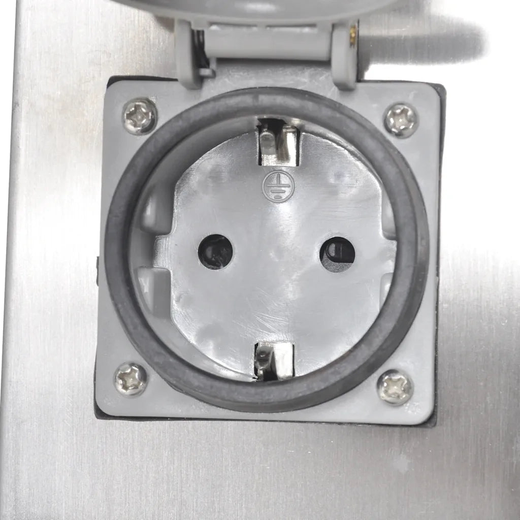 Presa Elettrica da Giardino a Pilastro Acciaio Inossidabile con Luce 41238