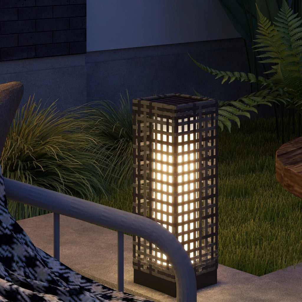 Lampada da Esterno Solare ¨C Minimal ¨C Rattan, Grigio, 15.5x15.5x46 cm