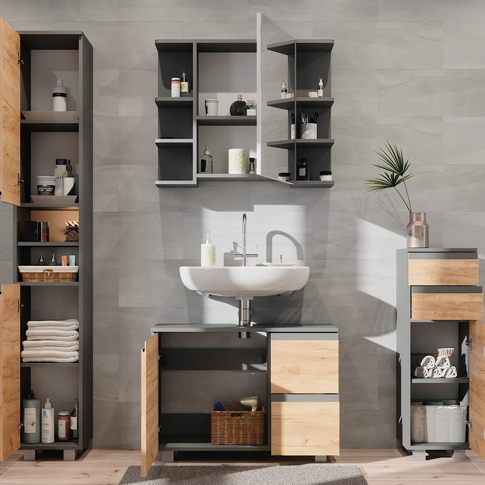 Vicco Set mobili bagno Grigio 4 parti