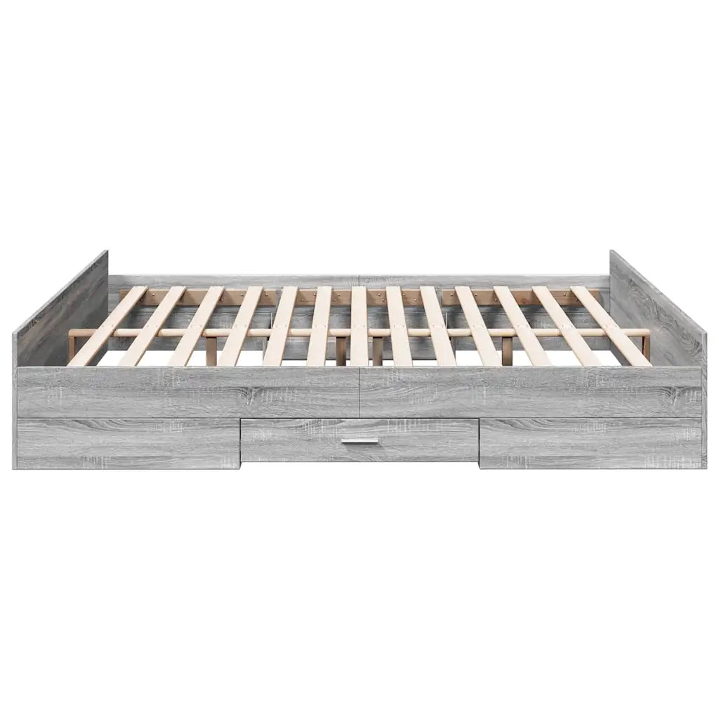 Letto matrimoniale | Letto per adulti | Giroletto Cassetti Grigio Sonoma 180x200 cm Legno Multistrato
