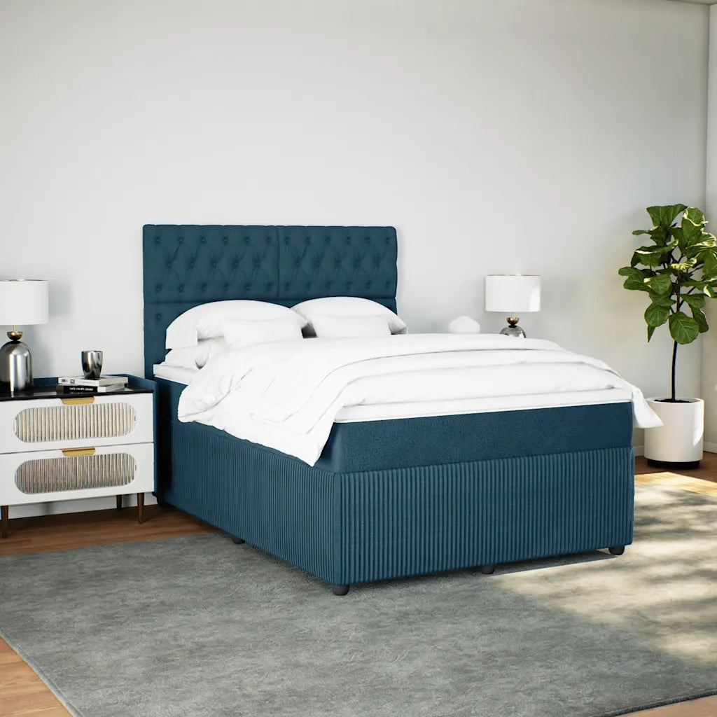 Giroletto a Molle con Materasso Blu Scuro 140x200 cm in Velluto 3292368