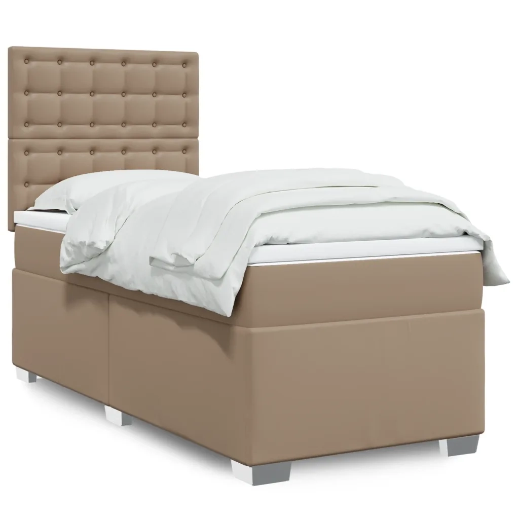 vidaXL Giroletto a Molle con Materasso Cappuccino 80x200 cm Similpelle
