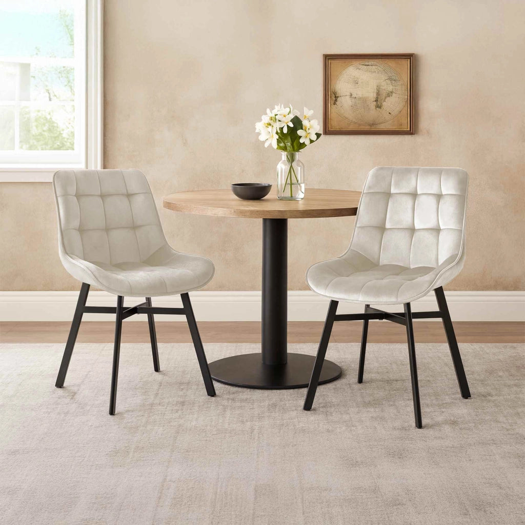 Sedia da Pranzo Colby crema,Velluto