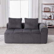 Divano a 2 posti in tessuto corduroy grigio scuro 158x93x61 cm con tasche laterali e portabicchieri