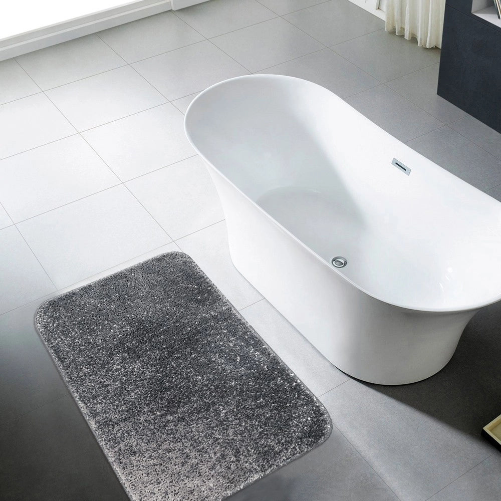 Tappeto Bagno Camera Scendiletto Doccia Vasca Antiscivolo Assorbente Shaggy Soffice IBISCO A Parure 3 Pezzi - Grigio