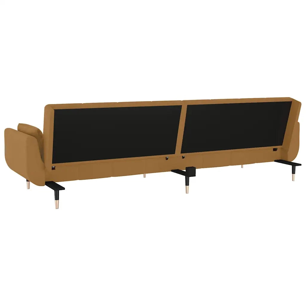 Divano Letto a 2 Posti con 2 Cuscini Marrone in Velluto cod mxl 15390