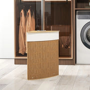 Cesto portabiancheria angolare 35x35x60 cm con coperchio e sacco rimovibile in bambù marrone