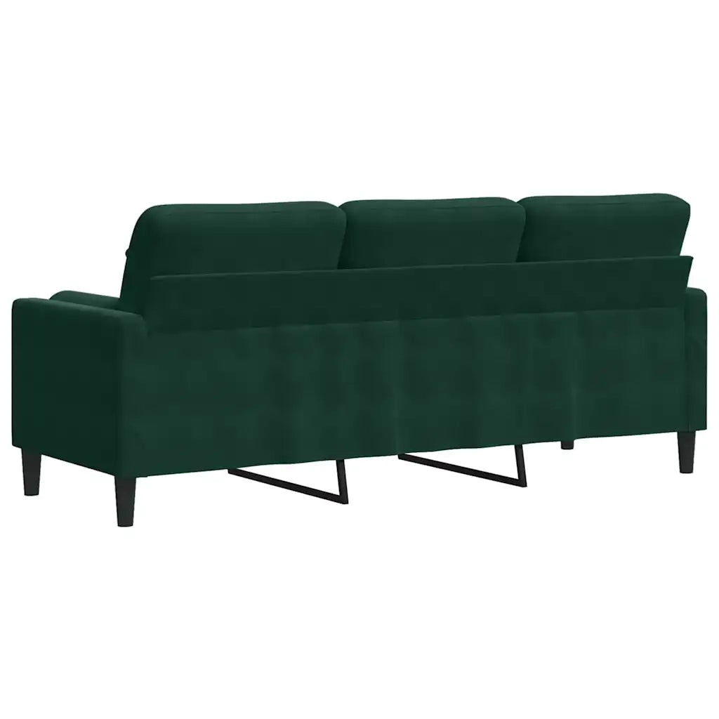 Divano a 3 Posti con Cuscini Verde Scuro 180 cm in Velluto 3278231