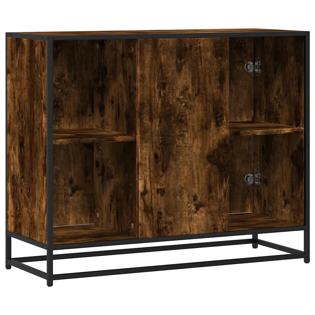 Credenza Rovere Fumo 92x35x76 cm in Legno Multistrato 849016