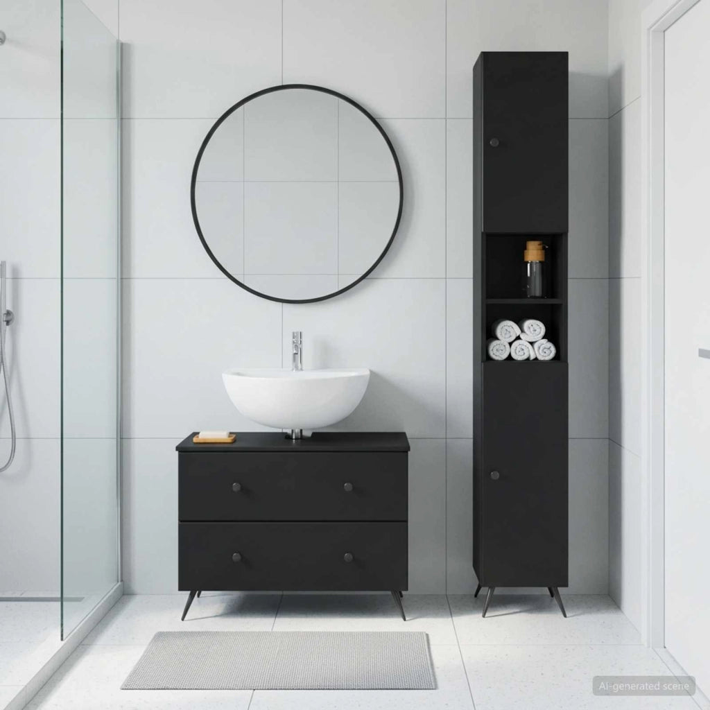 Set di Armadi da Bagno da 2 Pezzi BREDA Nero 3417559