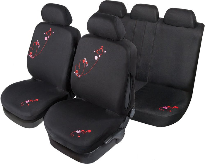 Set Completo Coprisedili Glamour Universale nero- rosso