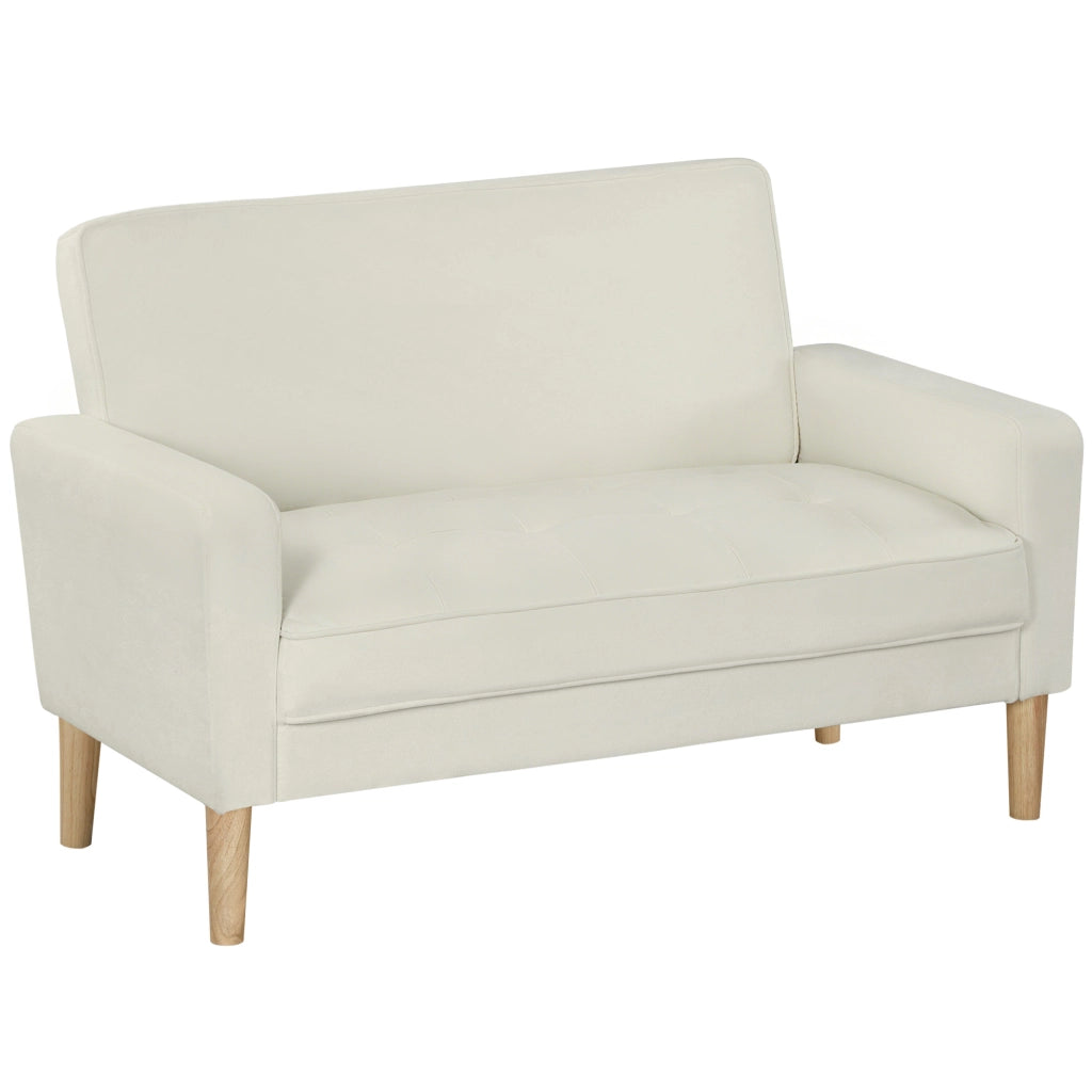 Divano 2 posti in tessuto crema con gambe in legno ¨C zephmum ¨C crema