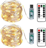 Illuminazione di Natale 100LED 10 metro filo argento connessione USB telecomando - regolazione - 8 programmi - timer - bianco caldo