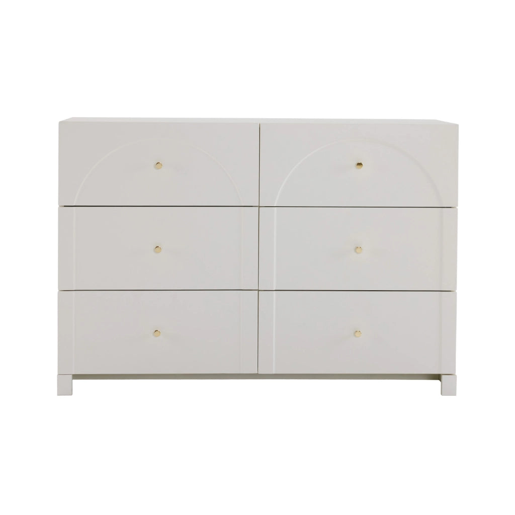Cassettiera con 6 cassetti in legno truciolare, colore bianco crema, H82 x L120 x P40 cm