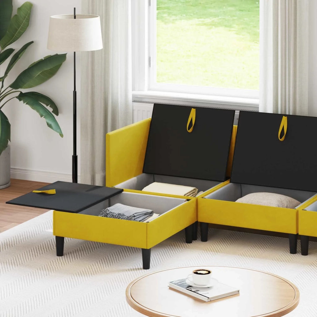 Set di mobili per il soggiorno con cuscino 5 pcs Giallo Velluto