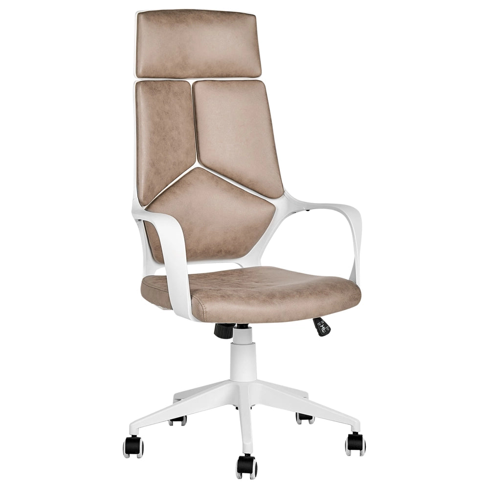 Sedia da ufficio in tessuto beige sabbia girevole per computer da scrivania Seduta regolabile Schienale reclinabile