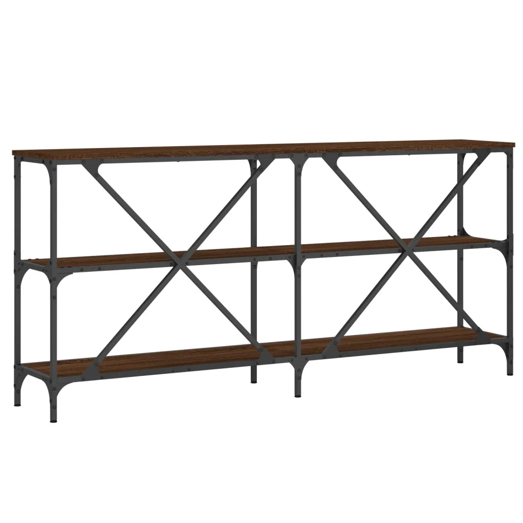 Tavolo Consolle Rovere Marrone 160x30x75 cm Multistrato e Ferro 832852