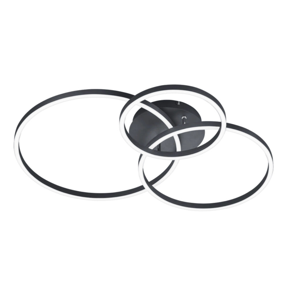 Plafoniera LED Trio Winona 3 luci 28W CCT 78cm nera