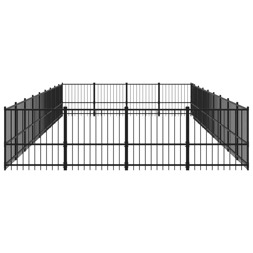 Gabbia per cuccia recinto per animali da esterno per cani in acciaio 33,87 m² nero 02_0041839