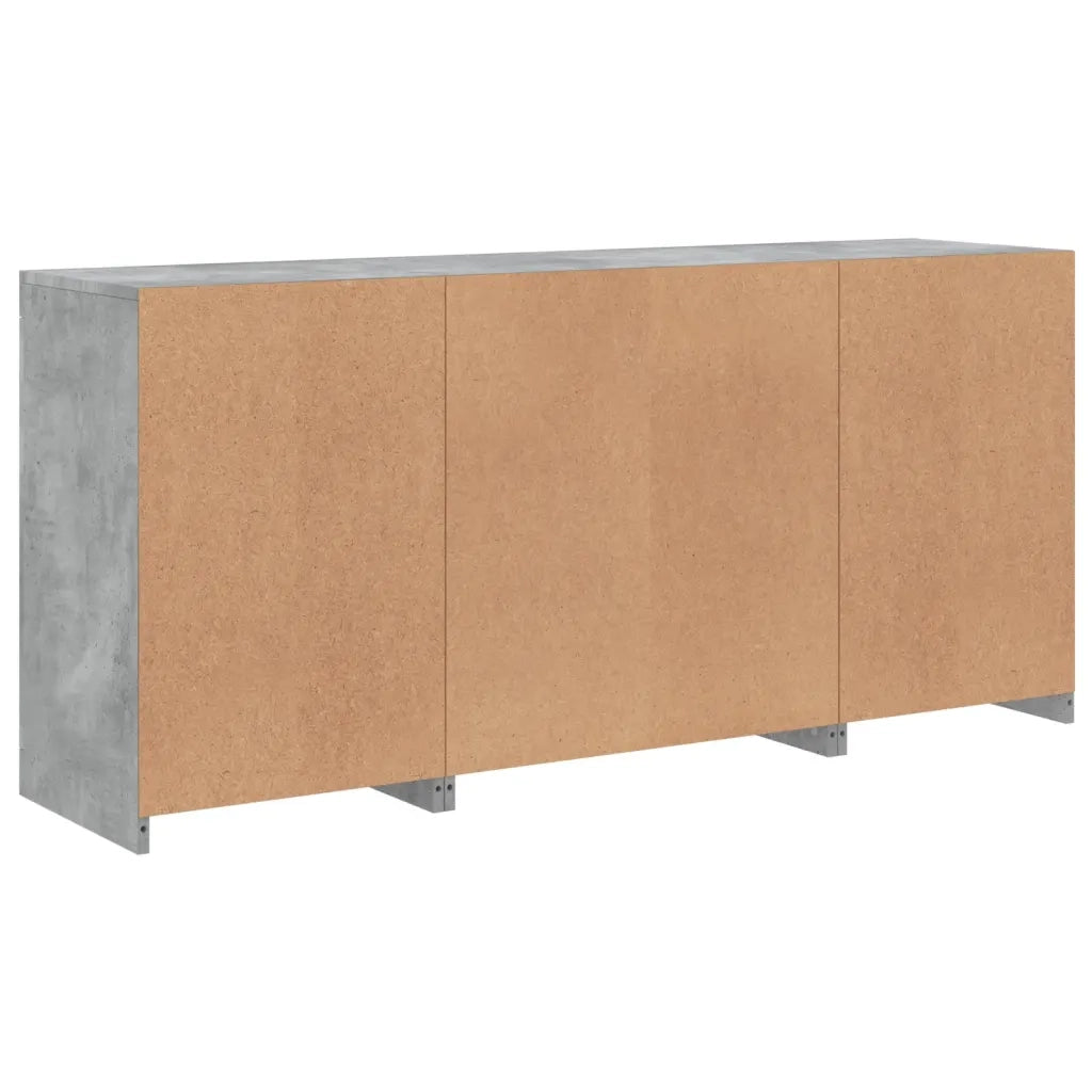 Credenza con Luci LED-Buffet-Armadio da cucina Grigio Cemento 142,5x37x67 cm 290035