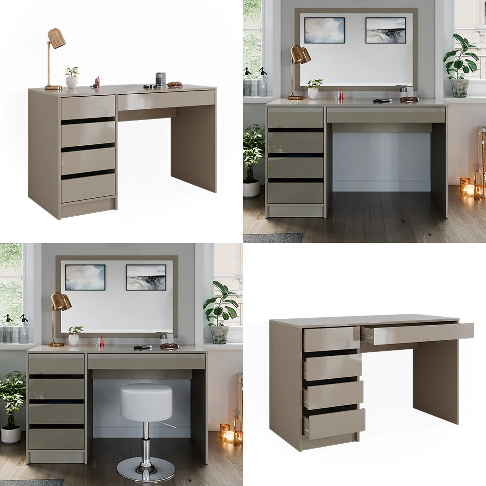 Vicco Tavolo da toeletta Grigio lucido 120 cm Senza specchio