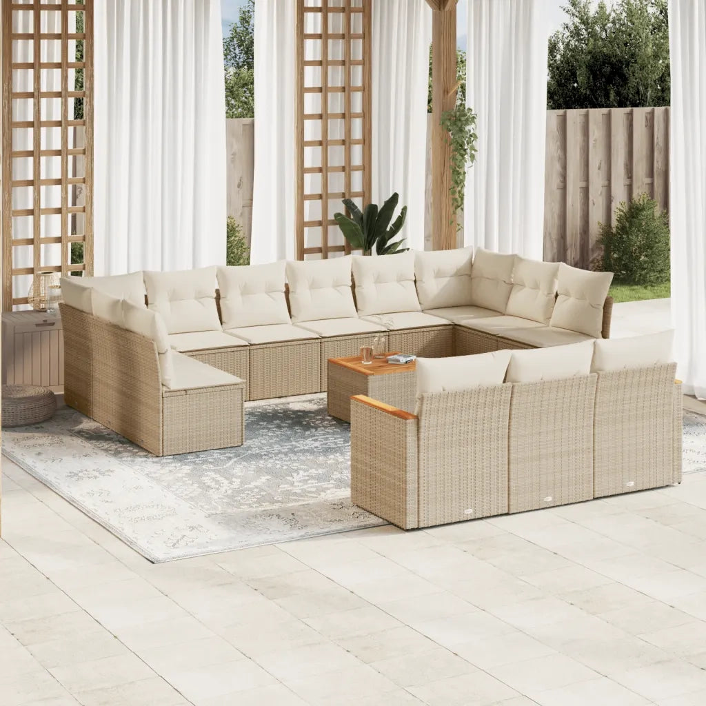 Set Divani da Giardino 14pz con Cuscini in Polyrattan Beigecod mxl 90569