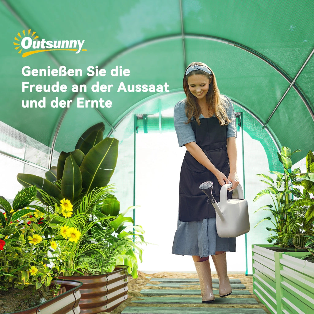 Serra tunnel in plastica 3 x 2 x 2 m con finestre, porte arrotolabili e protezione UV, verde