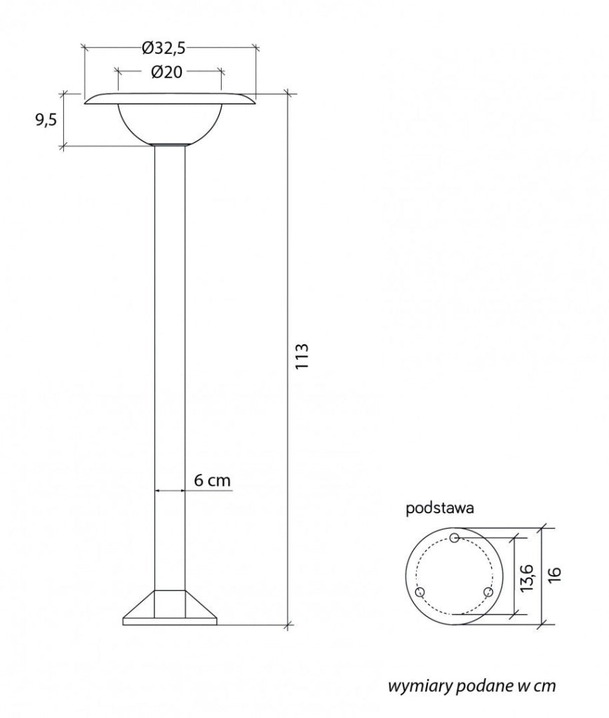 Lampada da giardino a palo nera 1xE27 113 cm FEBE SU-MA