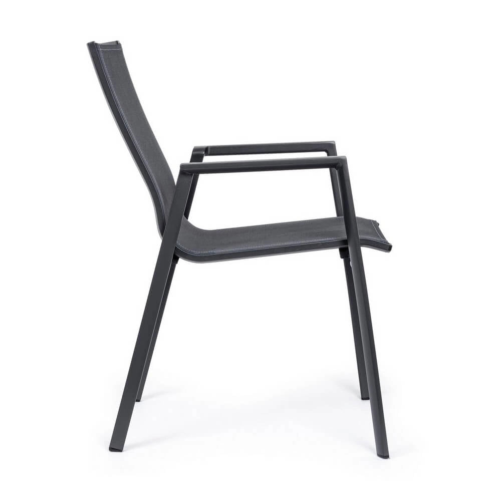 Set di 4 Sedie da Esterno con Braccioli in Alluminio e Textilene - SOLIDITY