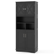 Mobiletto da bagno 60 x 30 x 145 cm set di 2 pratici mobili aperti stile moderno MDF nero 20_0010277
