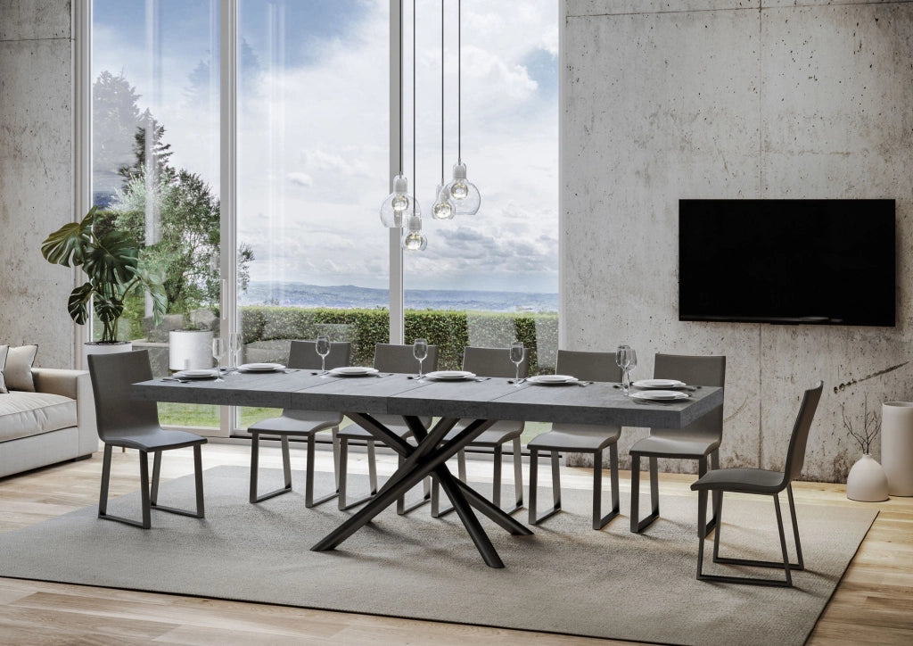 Tavolo Allungabile 180-440x90x77 cm Famas Premium Cemento Telaio Antracite