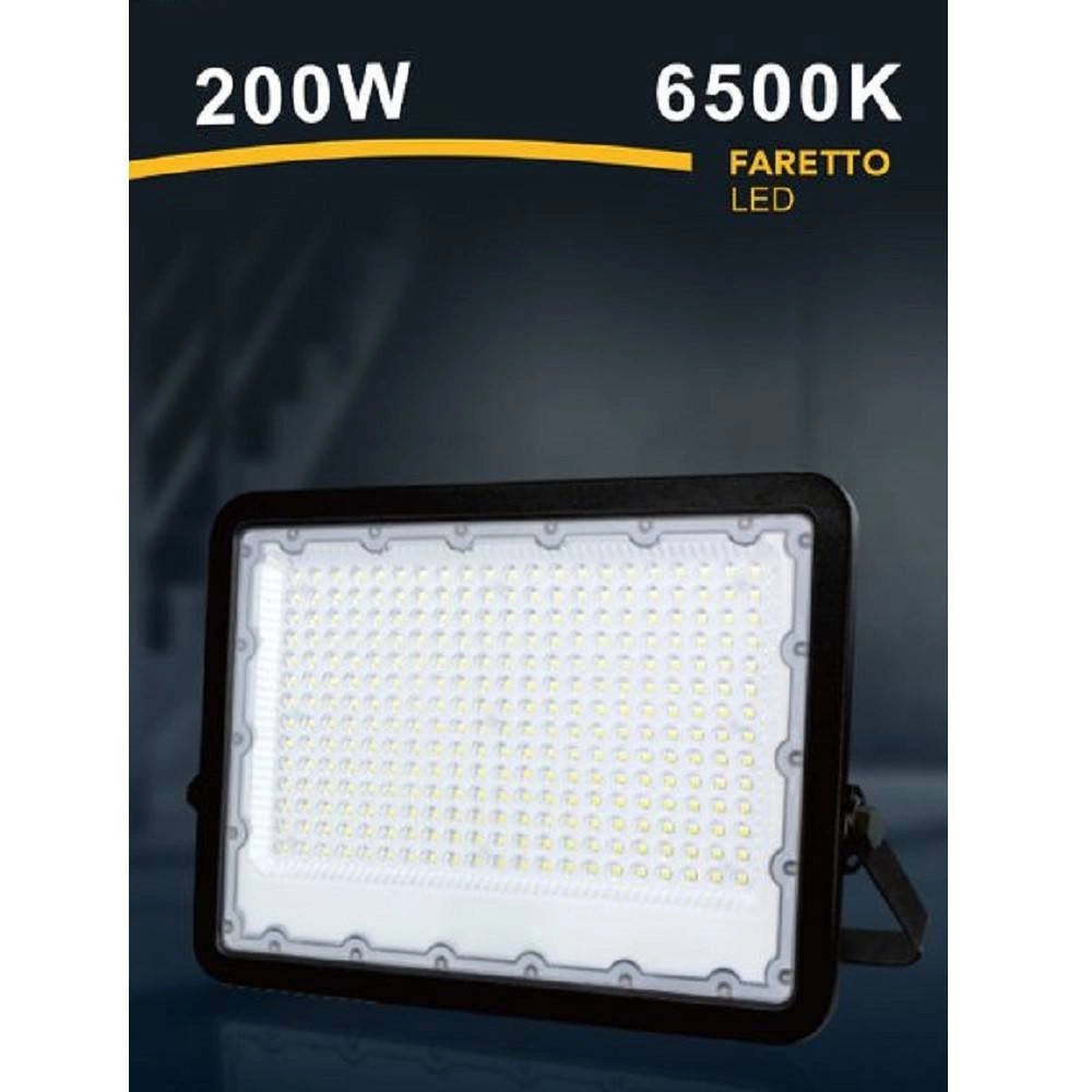 Trade Shop - Faro Led 200 W Ultra Slim Esterno Nero Ip65 Luce Fredda Naturale Calda Fs200w-n - -bianco Freddo      -