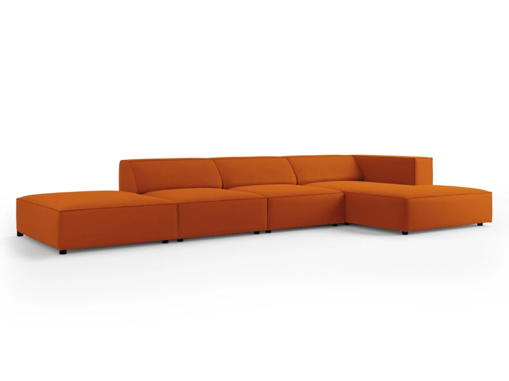 Cosmopolitan Design - Divano angolare destro "Arendal" 5 posti in velluto terracotta 