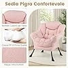Poltrona Relax con Poggiapiedi, Poltrona da Lettura con Cuscino per Testa, Poltrona Moderna con Schienale e Seduta Imbottiti, Braccioli e Tasca di Stoccaggio, Portata 150 kg (Cashmere Rosa)