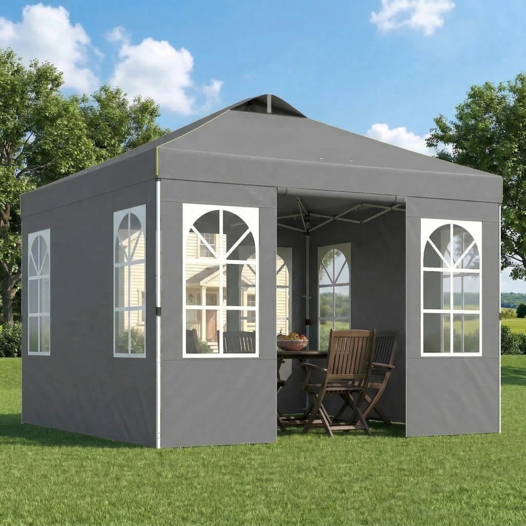 Tenda da giardino pieghevole 3x3 m con UPF50+ ¨C zephmum ¨C grigio scuro