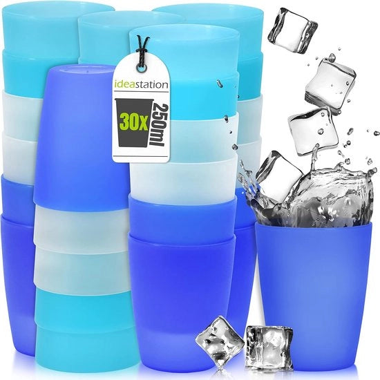 Bicchieri in plastica colorati, 250 ml, riutilizzabili, indeformabili, set di bicchieri per feste, servizio da campeggio, bicchieri per bambini
