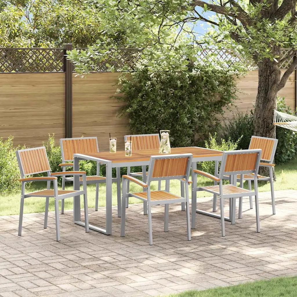 vidaXL Set da Pranzo per Giardino 7 pcs Grigio e marrone
