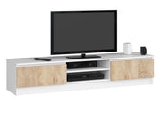 Mobile TV AKORD Bianco 160 cm 2 ante inserto frontale Sonoma Quercia 160x40x33 cm