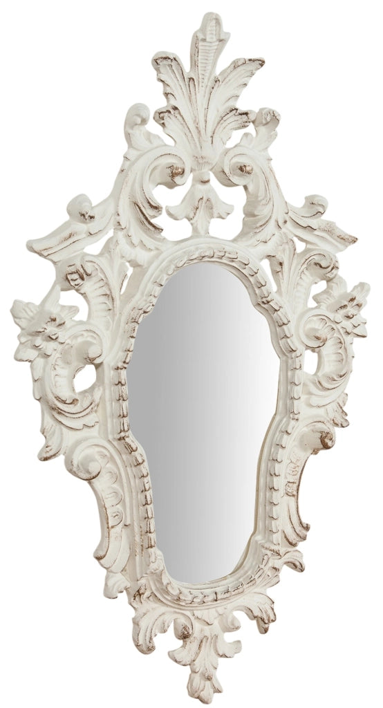 Biscottini Specchiera da parete in legno finitura bianco anticato Made in Italy Offerta