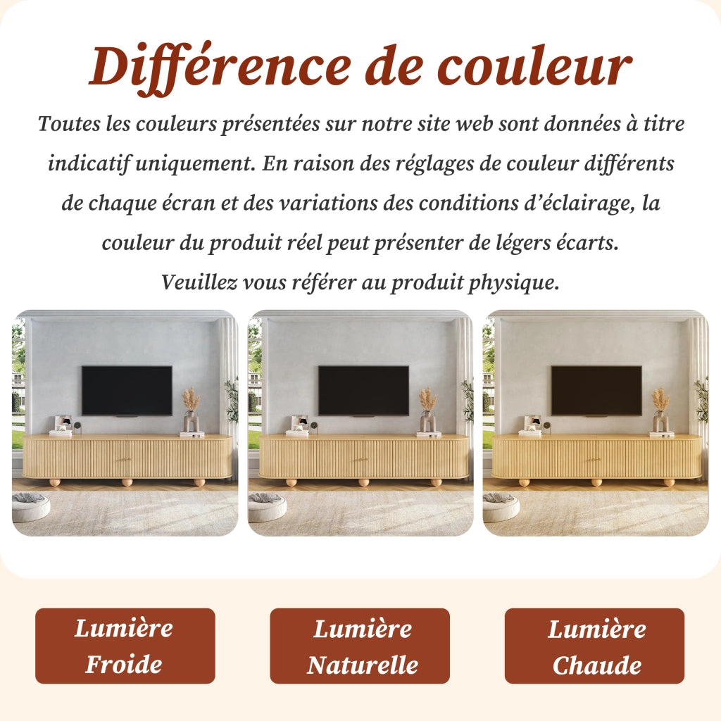 Mobile porta TV con 2 ante scorrevoli e 4 vani, stile retrò, per soggiorno, in MDF, naturale, 180 × 35 × 45 cm