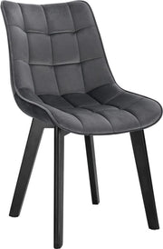 Sedia da Cucina | Zampe Nere | Pelle in Velluto | Sedie da Cucina | Sedie da Cucina | Grigio