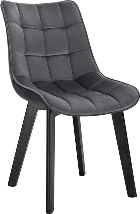 Sedia da Cucina | Zampe Nere | Pelle in Velluto | Sedie da Cucina | Sedie da Cucina | Grigio