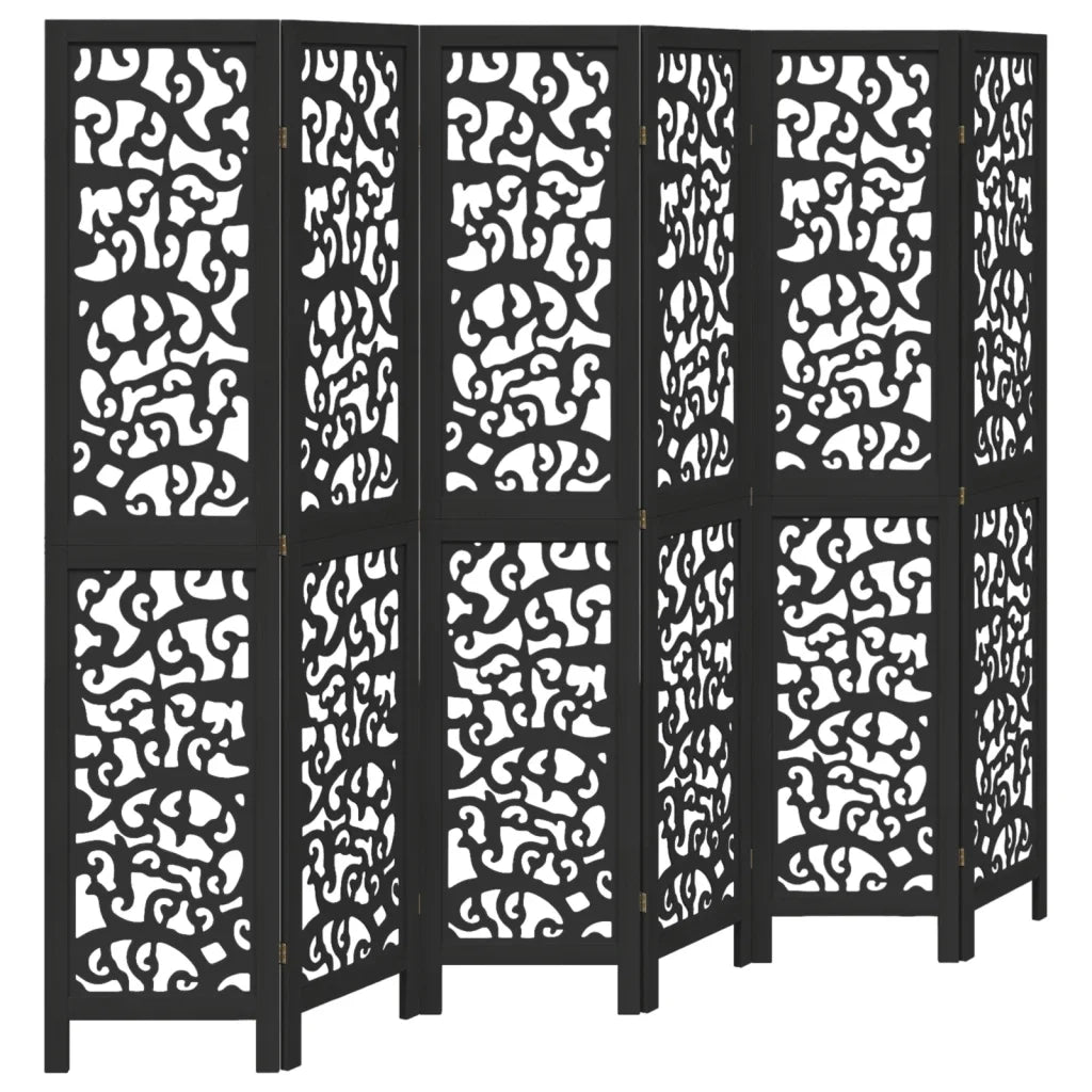 Divisorio Ambienti | Divider per stanze | Paravento 6 Pannelli Nero Legno Massello di Paulownia