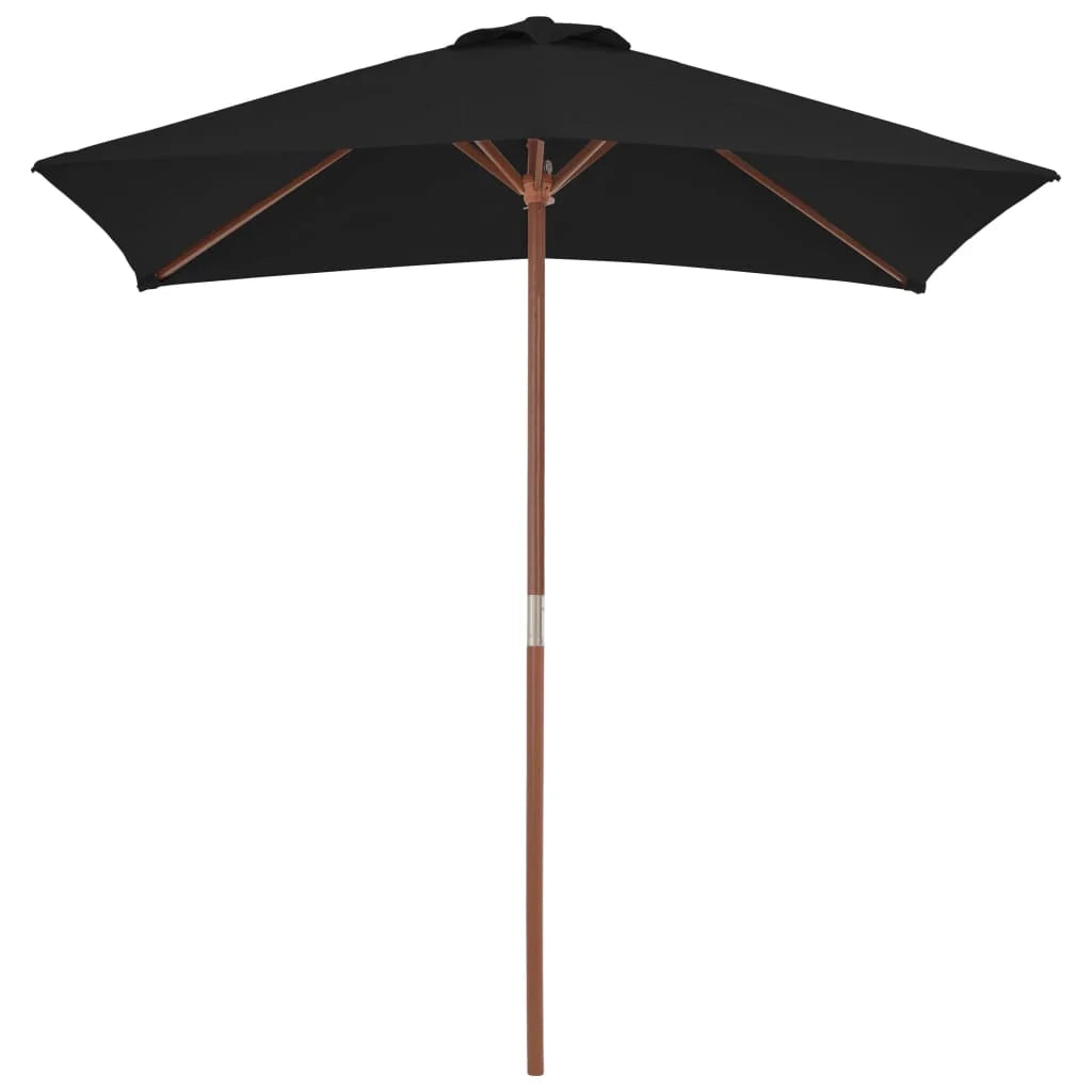 Ombrellone da esterno con palo in legno 150 x 200 cm nero 02_0008257