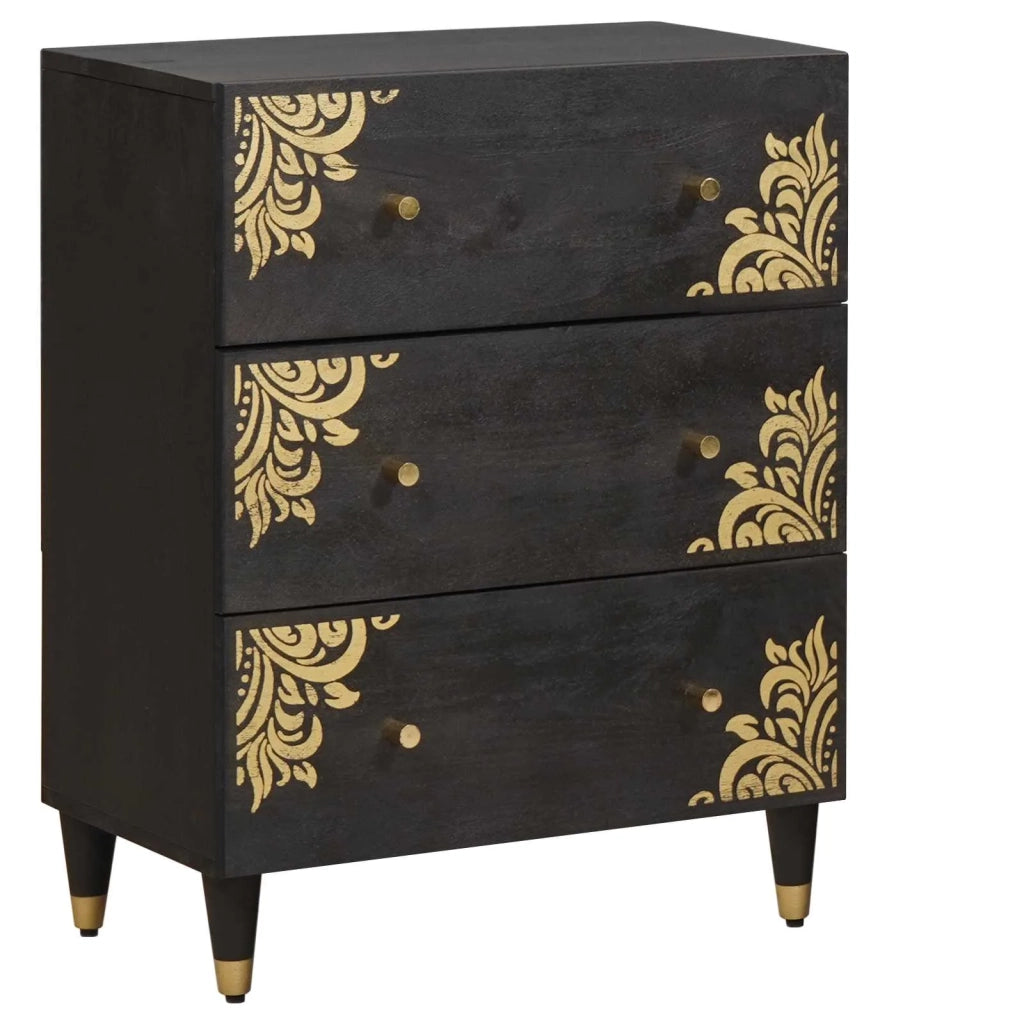 Credenza | Madia | Buffet da pranzo | Armadio da pranzo Nero 60 x 33 x 75 cm Legno di mango massello